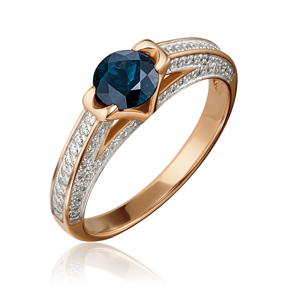 Кольцо из красного золота с сапфиром и бриллиантами 01-1407-00-105-1110-30