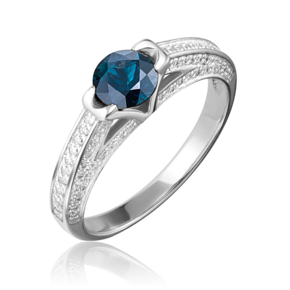 Кольцо из белого золота с сапфиром и бриллиантами 01-1408-00-105-1120-30