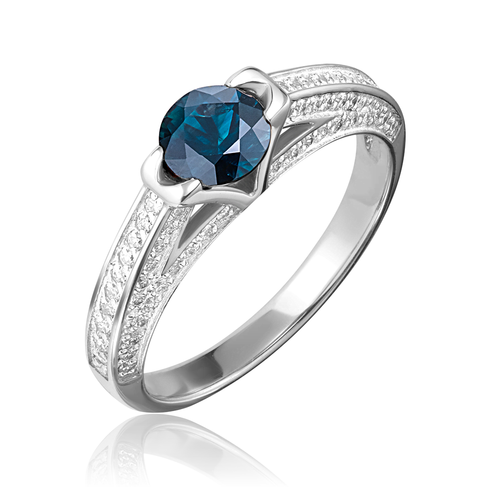 Кольцо из белого золота с сапфиром и бриллиантами 01-1408-00-105-1120-30