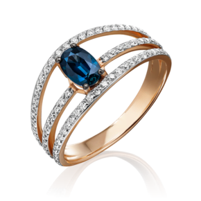 Кольцо из красного золота с сапфиром и бриллиантами 01-1409-00-105-1110-30
