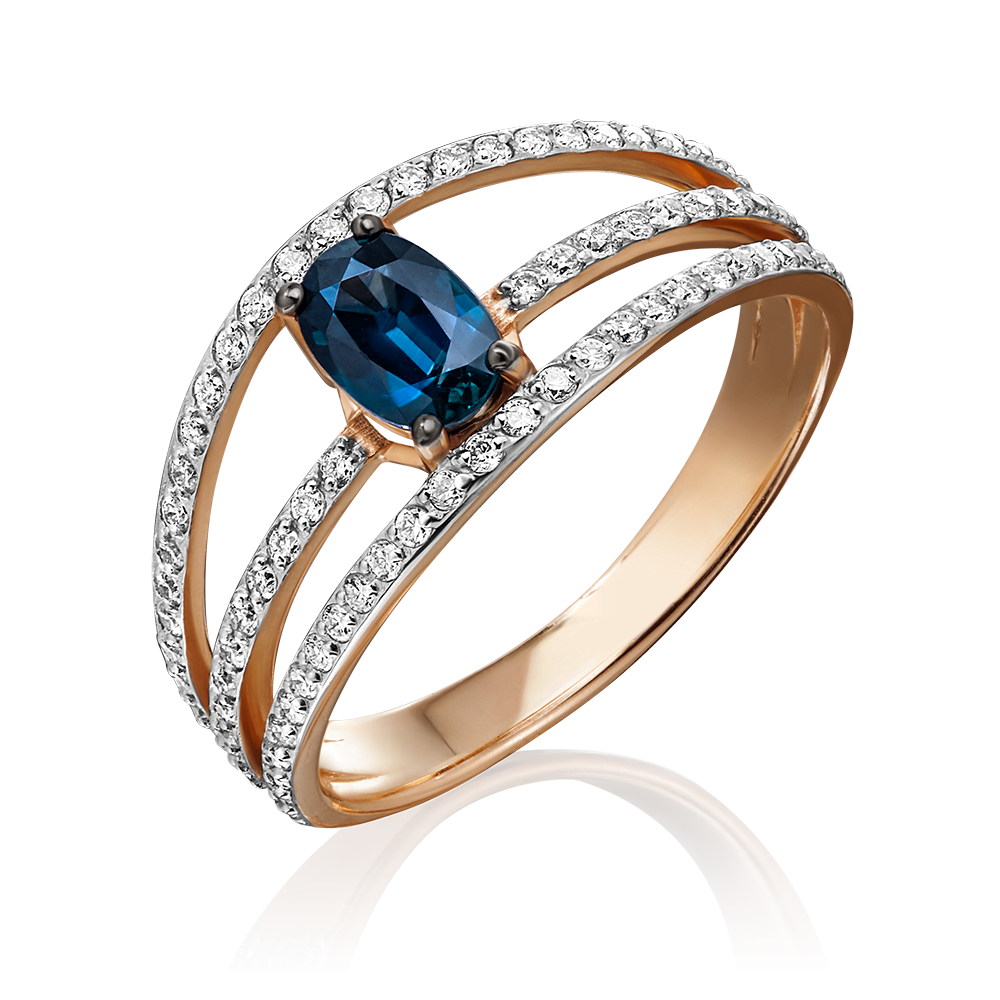 Кольцо из красного золота с сапфиром и бриллиантами 01-1409-00-105-1110-30