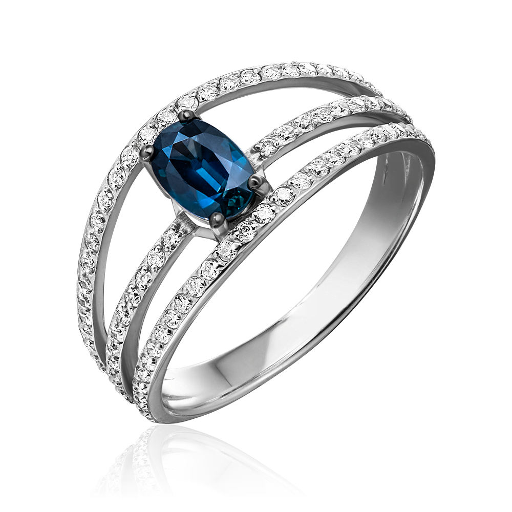 Кольцо из белого золота с сапфиром и бриллиантами 01-1410-00-105-1120-30