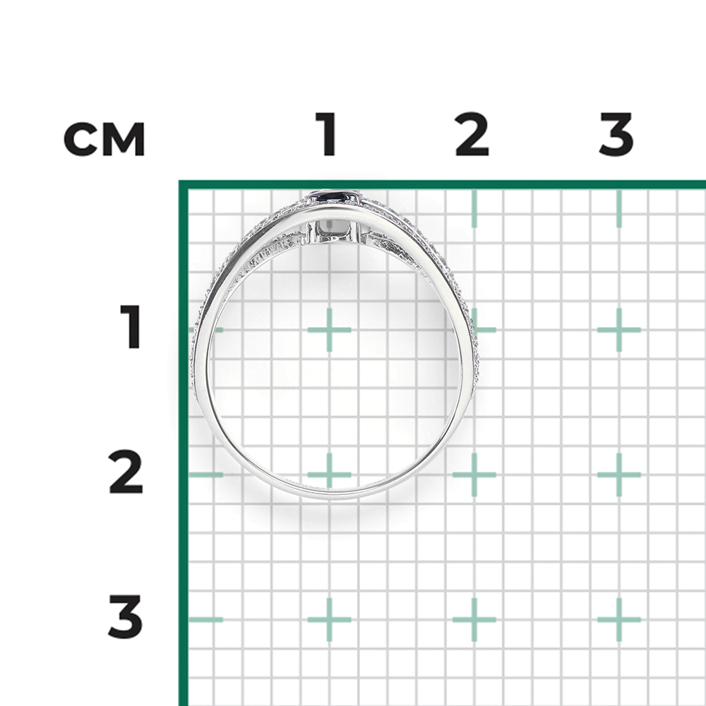 Кольцо из белого золота с сапфиром и бриллиантами 01-1410-00-105-1120-30