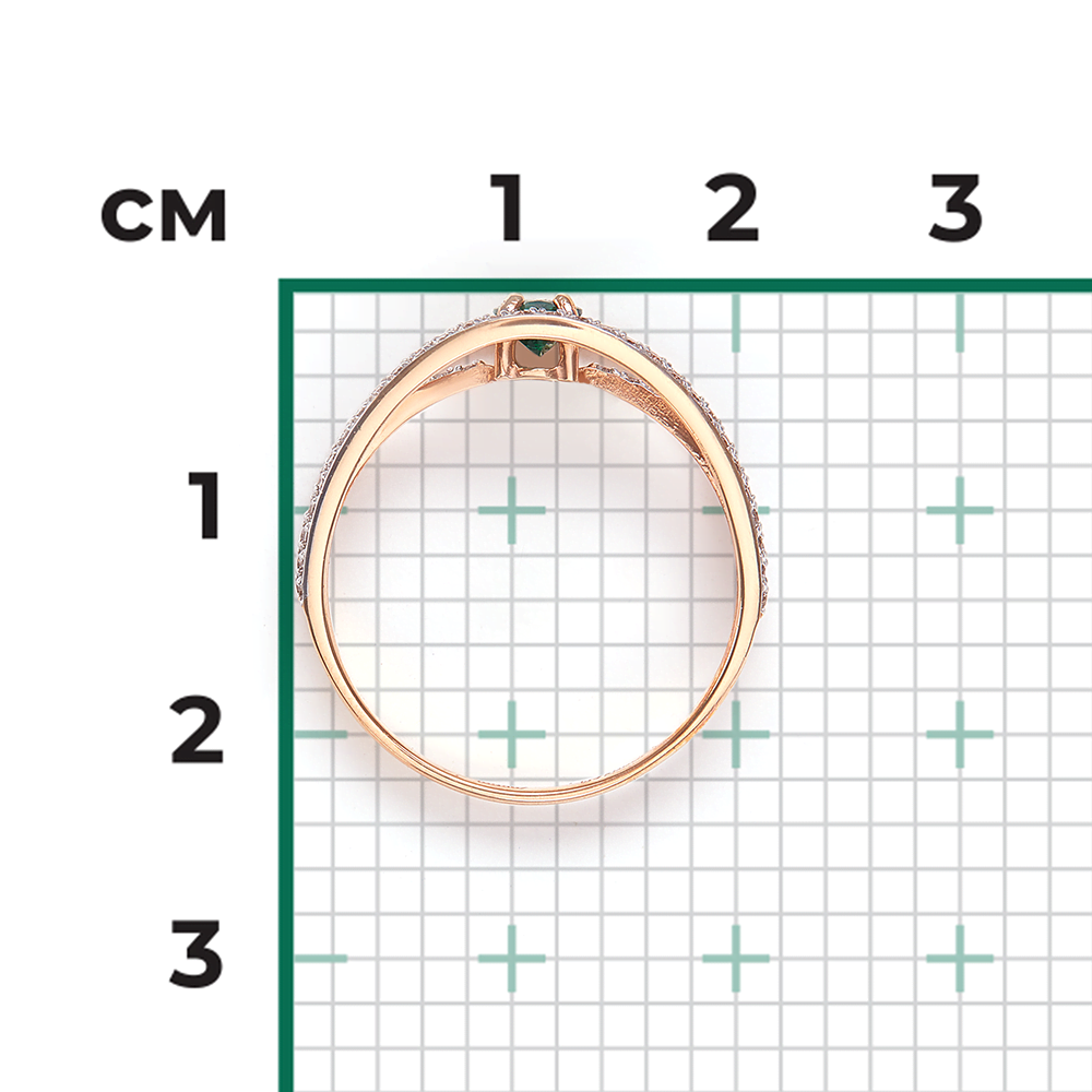 Кольцо из красного золота с изумрудом и бриллиантами 01-1409-00-106-1110-30