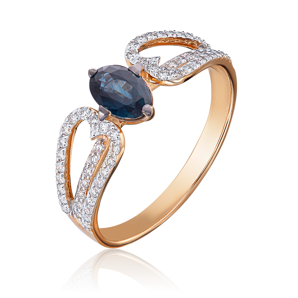 Кольцо из красного золота с сапфиром и бриллиантами 01-1411-00-105-1110-30