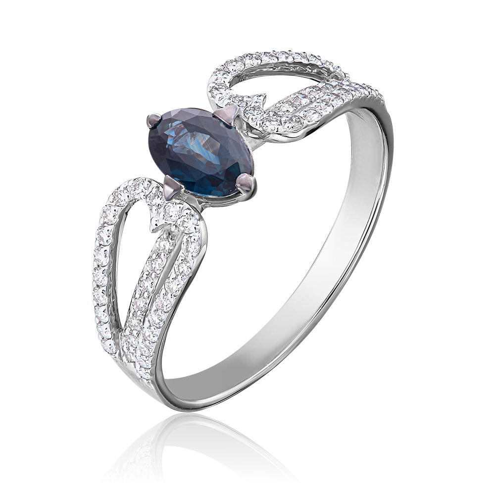 Кольцо из белого золота с сапфиром и бриллиантами 01-1412-00-105-1120-30