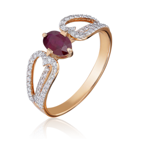 Кольцо из красного золота с рубином и бриллиантами 01-1411-00-107-1110-30