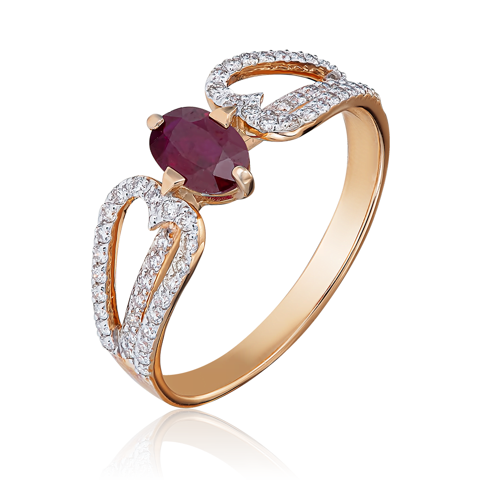 Кольцо из красного золота с рубином и бриллиантами 01-1411-00-107-1110-30