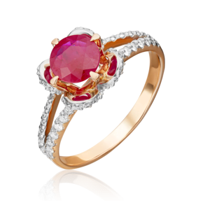 Кольцо из комбинированного золота с рубином и бриллиантами 01-1403-00-107-1111-30