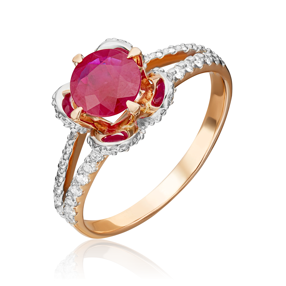 Кольцо из комбинированного золота с рубином и бриллиантами 01-1403-00-107-1111-30
