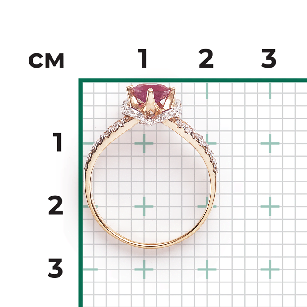 Кольцо из комбинированного золота с рубином и бриллиантами 01-1403-00-107-1111-30