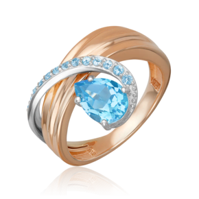 Кольцо «Стихия Воды» из комбинированного золота с топазами 01-5708-00-201-1111