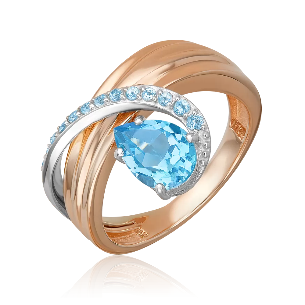 Кольцо «Стихия Воды» из комбинированного золота с топазами 01-5708-00-201-1111