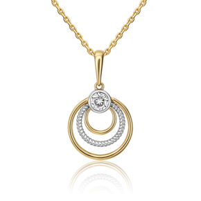 Подвеска из комбинированного золота с фианитом