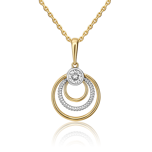 Подвеска из комбинированного золота с фианитом 03-3078-00-501-1121-38