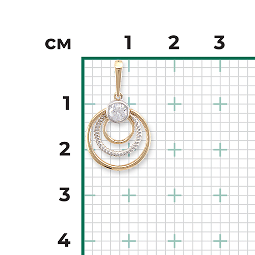 Подвеска из комбинированного золота с фианитом 03-3078-00-501-1121-38