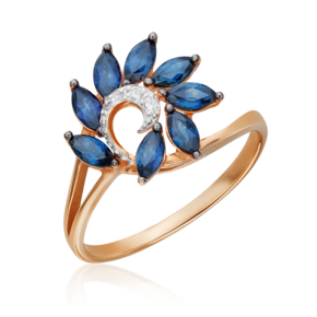 Кольцо из красного золота с сапфирами и бриллиантами 01-1397-00-105-1110-30