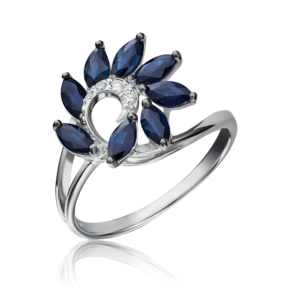 Кольцо из белого золота с сапфирами и бриллиантами 01-1398-00-105-1120-30