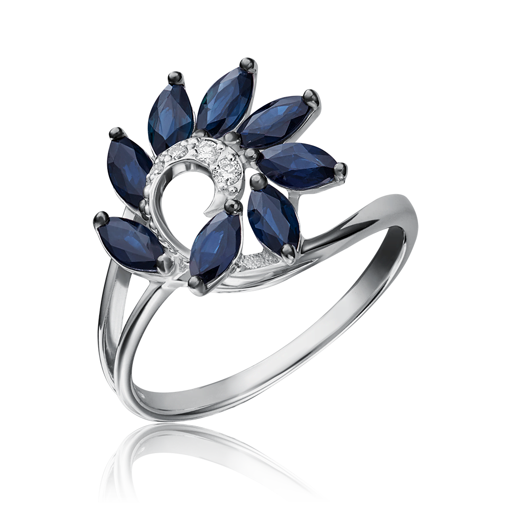 Кольцо из белого золота с сапфирами и бриллиантами 01-1398-00-105-1120-30