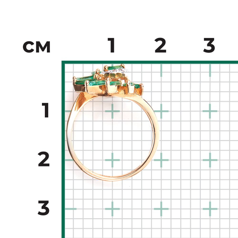 Кольцо из красного золота с изумрудами и бриллиантами 01-1397-00-106-1110-30