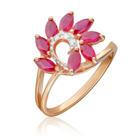 Кольцо из красного золота с рубинами и бриллиантами 01-1397-00-107-1110-30