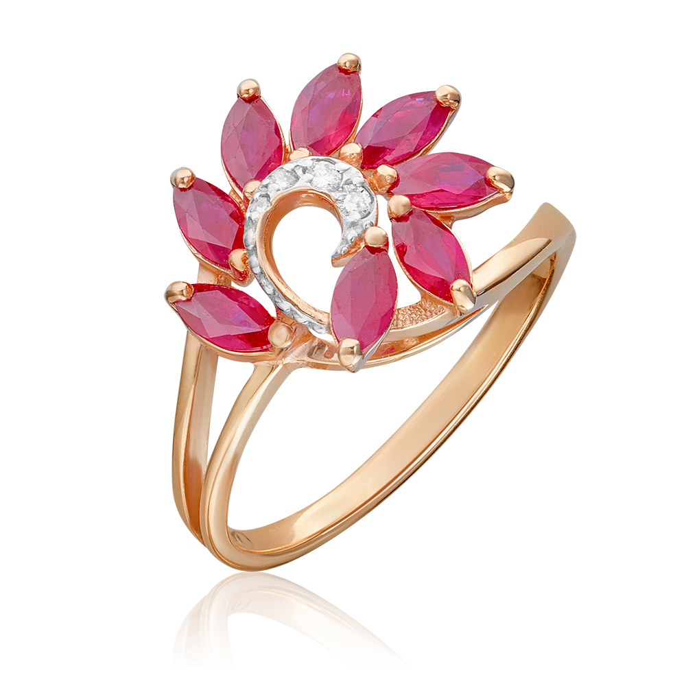 Кольцо из красного золота с рубинами и бриллиантами 01-1397-00-107-1110-30