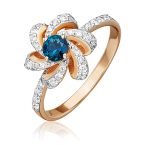 Кольцо из красного золота с сапфиром и бриллиантами 01-1399-00-105-1110-30