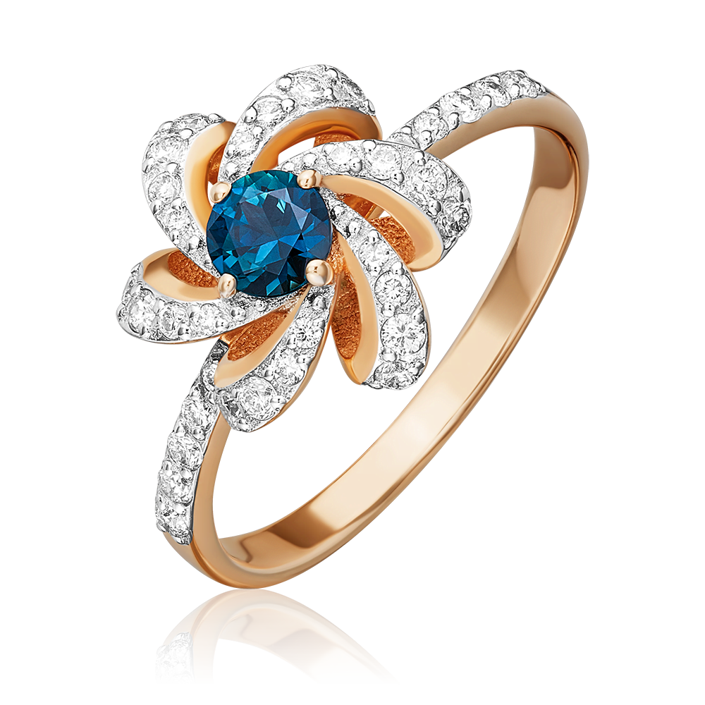 Кольцо из красного золота с сапфиром и бриллиантами 01-1399-00-105-1110-30