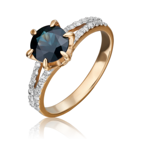 Кольцо из красного золота с сапфиром и бриллиантами 01-1401-00-105-1110-30