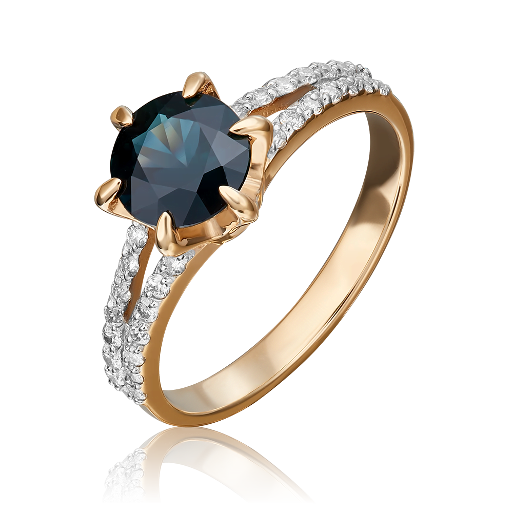 Кольцо из красного золота с сапфиром и бриллиантами 01-1401-00-105-1110-30