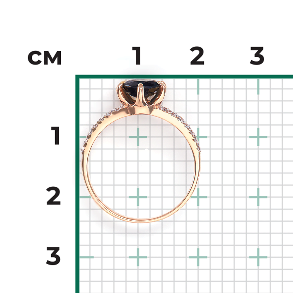 Кольцо из красного золота с сапфиром и бриллиантами 01-1401-00-105-1110-30