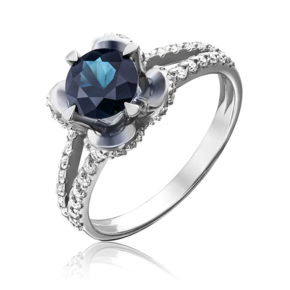 Кольцо из белого золота с сапфиром и бриллиантами 01-1404-00-105-1120-30