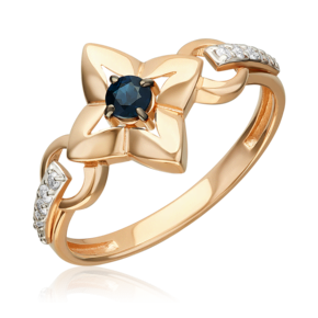 Кольцо из красного золота с сапфиром и бриллиантами 01-5877-00-105-1110