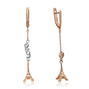 Серьги «Эйфелева башня» с английским замком из комбинированного золота 02-4364-00-000-1111-63