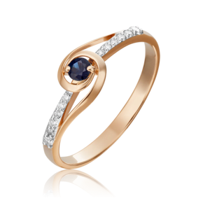 Кольцо из красного золота с сапфиром и бриллиантами 01-1524-00-105-1110-30