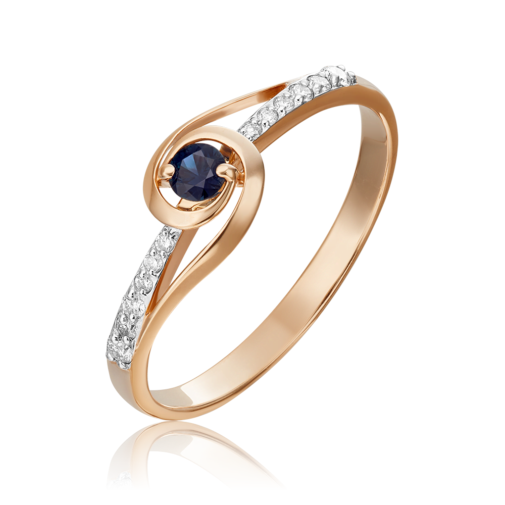 Кольцо из красного золота с сапфиром и бриллиантами 01-1524-00-105-1110-30