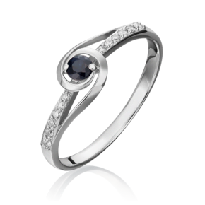 Кольцо из белого золота с сапфиром и бриллиантами 01-1524-00-105-1120-30