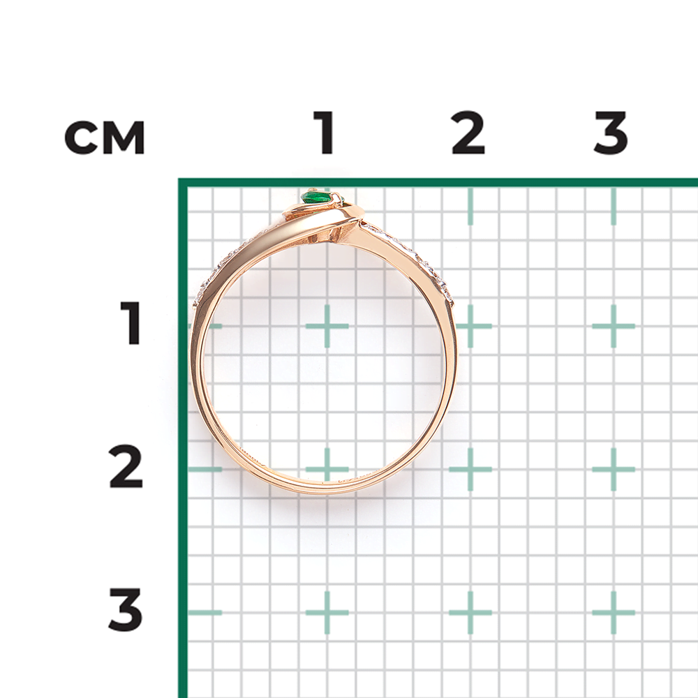 Кольцо из красного золота с изумрудом и бриллиантами 01-1524-00-106-1110-30