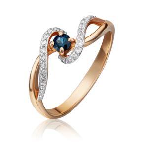 Кольцо из красного золота с сапфиром и бриллиантами 01-1525-00-105-1110-30