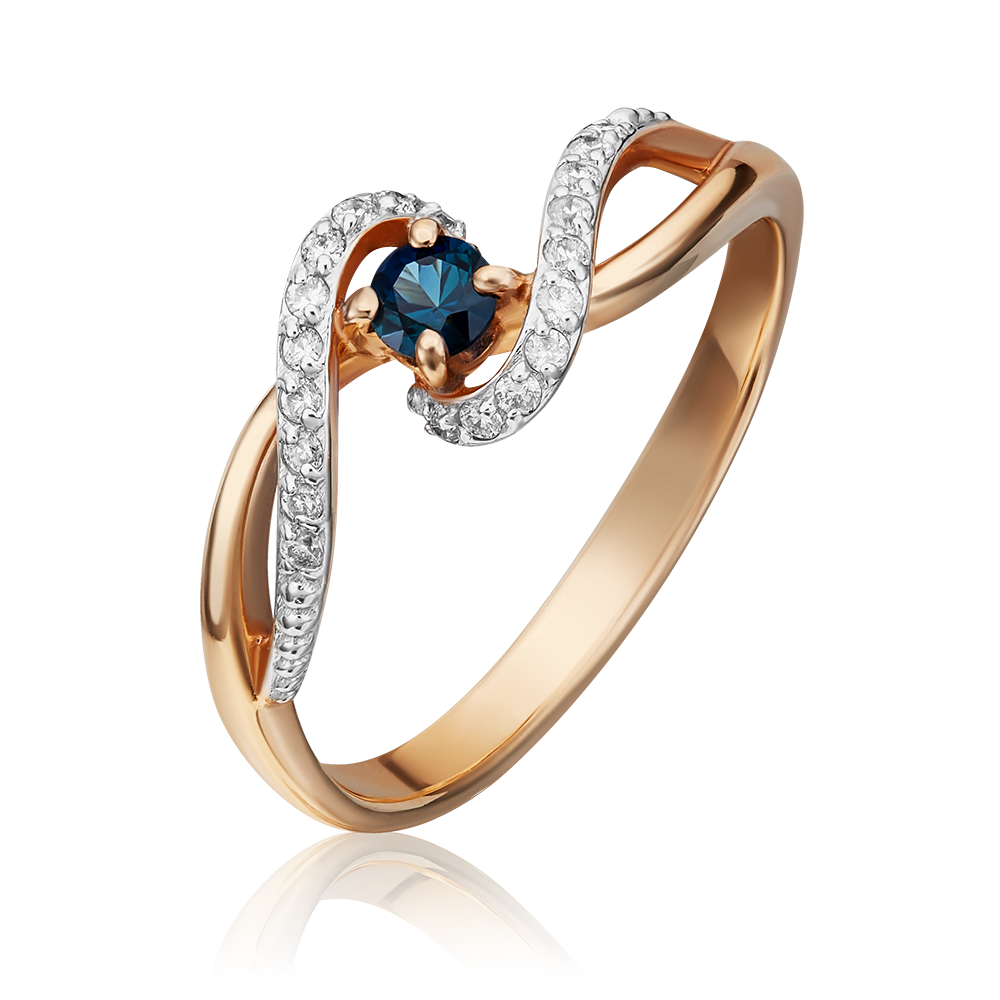 Кольцо из красного золота с сапфиром и бриллиантами 01-1525-00-105-1110-30