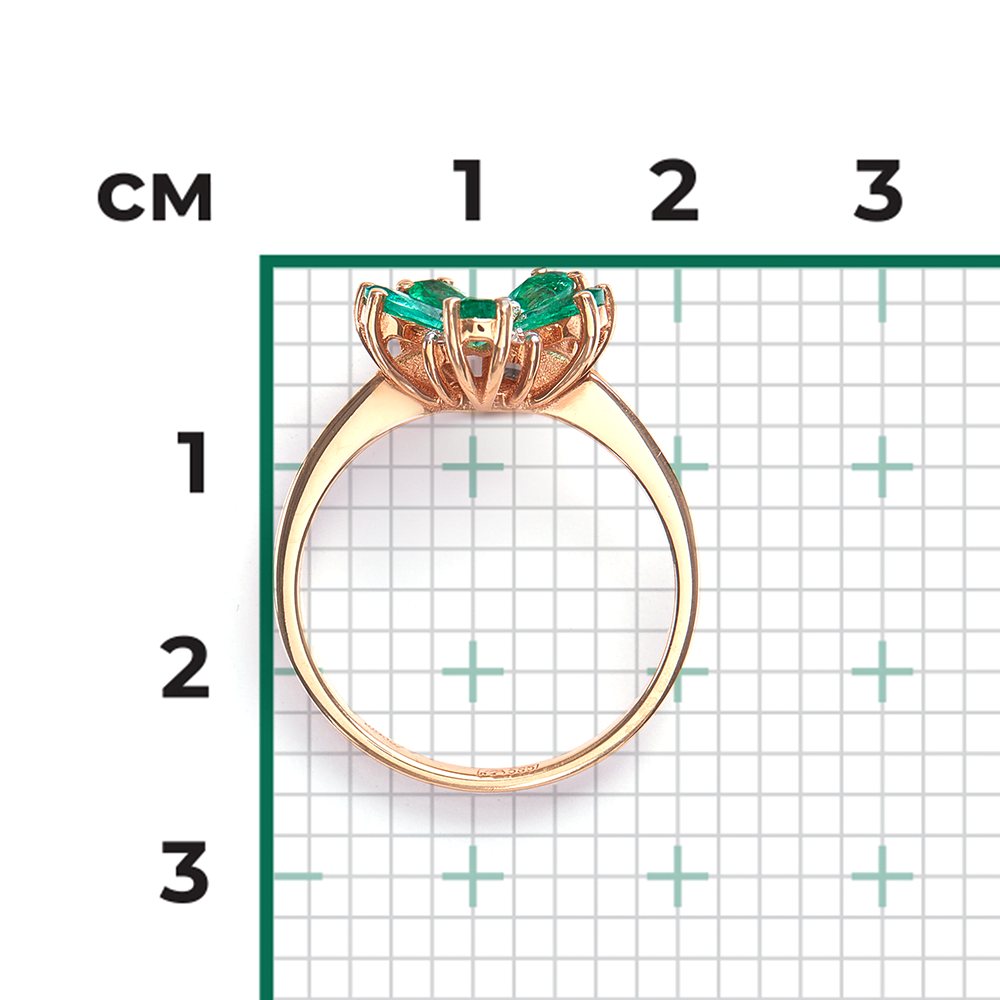Кольцо из красного золота с изумрудами и бриллиантами 01-1526-00-106-1110-30