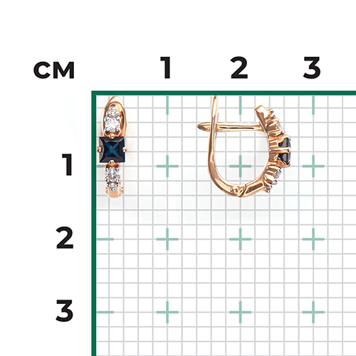 Серьги с английским замком из красного золота с сапфиром и бриллиантами 02-0888-00-105-1110-30