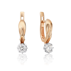 Серьги с английским замком из комбинированного золота с бриллиантом 02-0534-00-101-1111-30