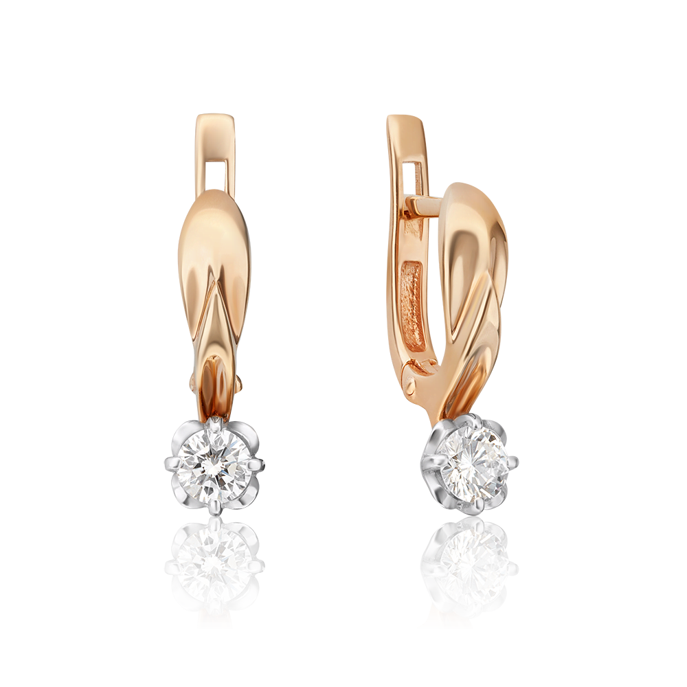 Серьги с английским замком из комбинированного золота с бриллиантом 02-0534-00-101-1111-30