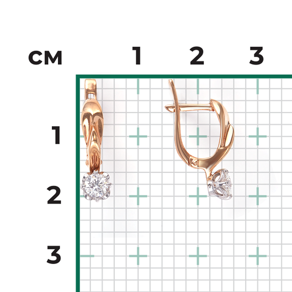 Серьги с английским замком из комбинированного золота с бриллиантом 02-0534-00-101-1111-30