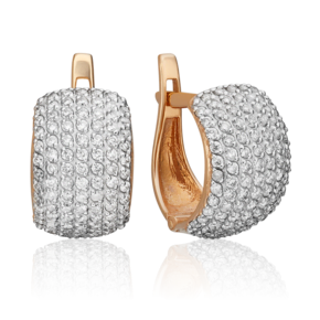 Серьги с английским замком из красного золота с бриллиантами 02-0850-00-101-1110-30