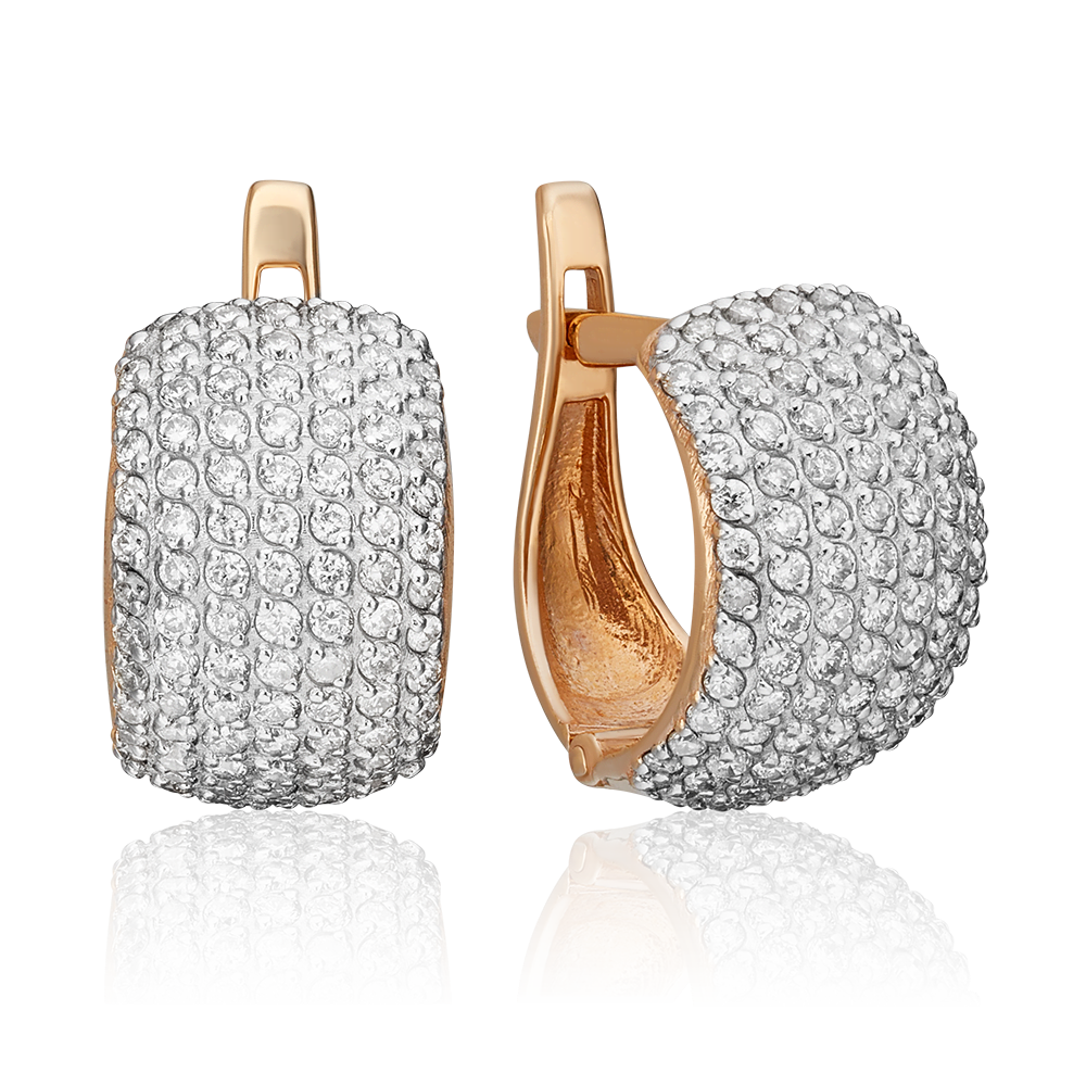 Серьги с английским замком из красного золота с бриллиантами 02-0850-00-101-1110-30