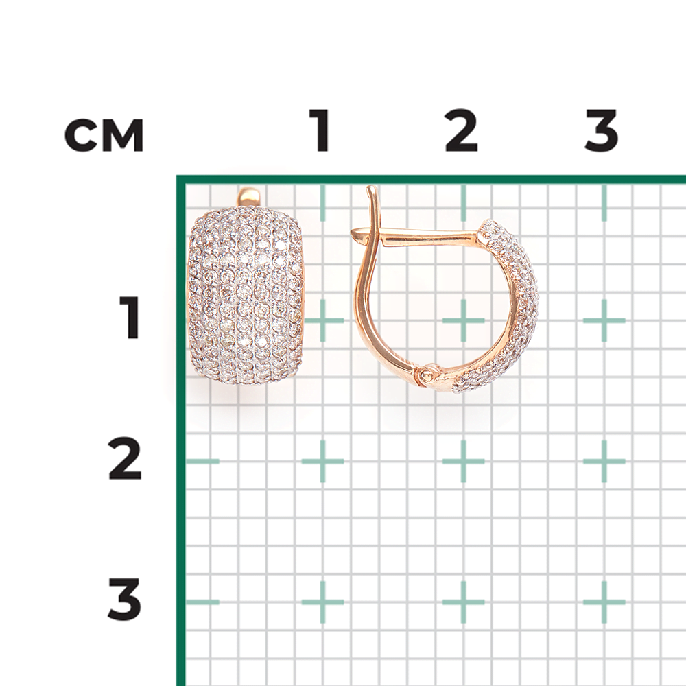 Серьги с английским замком из красного золота с бриллиантами 02-0850-00-101-1110-30