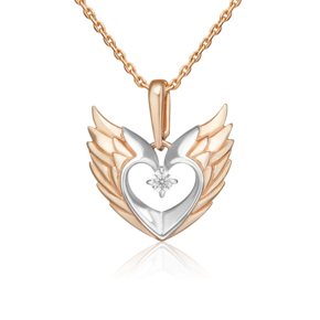 Подвеска «Крылья Амура» из красного золота с фианитом 03-3573-00-401-1110