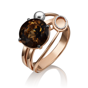 Кольцо из красного золота с кварцем дымчатым 01-5253-00-202-1110-46